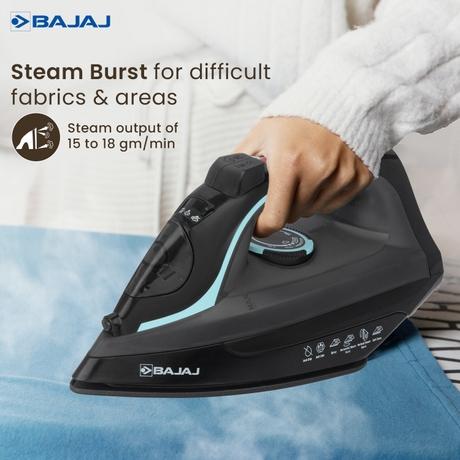 Bajaj MX 45 2000 W Steam Iron, 220 ml Tank, 18 g/min Steam, Self-Cleaning, Black & Grey-5