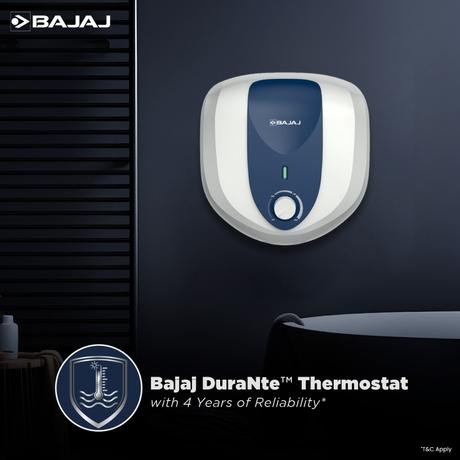 Bajaj Armour Series Pentacle 15 L Storage Water Heater, 5-Star Rated, Glass-Lined Tank, Non-Stick Heating Element, Safe for High-Rise, Child Safety, 4 Years Warranty, White & Blue-2