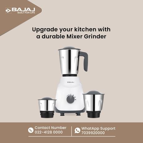 Bajaj Ninja Series Kompact 500 Watts 3 Jars Mixer Grinder-4
