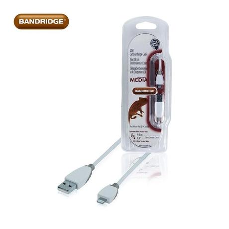 Bandridge BBM39300W10 1 m USB-A to Lightning Fast Charging Cable, White-2