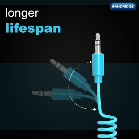 Bandridge BNDTWS 1 Meter 3.5mm Tangle-Free Audio Cable, Blue-2