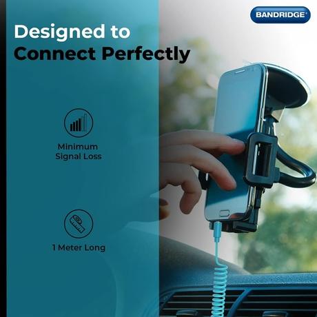 Bandridge BNDTWS 1 Meter 3.5mm Tangle-Free Audio Cable, Blue-4