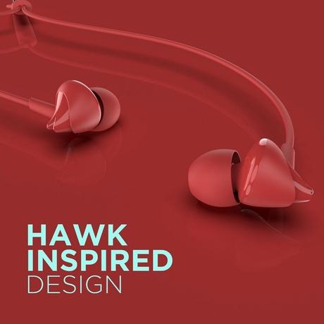 boAt BassHeads 100 In-Ear Wired Earphones With Super Extra Bass, In-line Mic, Hawk Inspired Design, HD microphone, Red-2