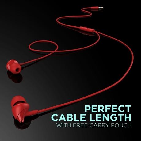 boAt BassHeads 100 In-Ear Wired Earphones With Super Extra Bass, In-line Mic, Hawk Inspired Design, HD microphone, Red-4