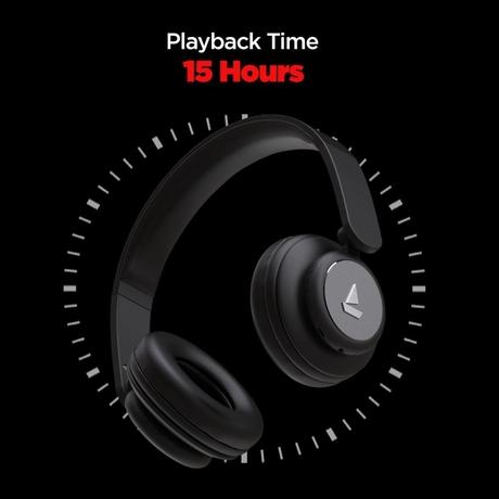 boAt Rockerz 450 Bluetooth On Ear Headphones with Mic, Upto 15 Hours Playback, 40 mm Drivers, Padded Ear Cushions, Integrated Controls and Dual Modes (Luscious Black)-3