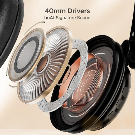 boAt Rockerz 450 Bluetooth On Ear Headphones with Mic, Upto 15 Hours Playback, 40 mm Drivers, Padded Ear Cushions, Integrated Controls and Dual Modes (Luscious Black)-7