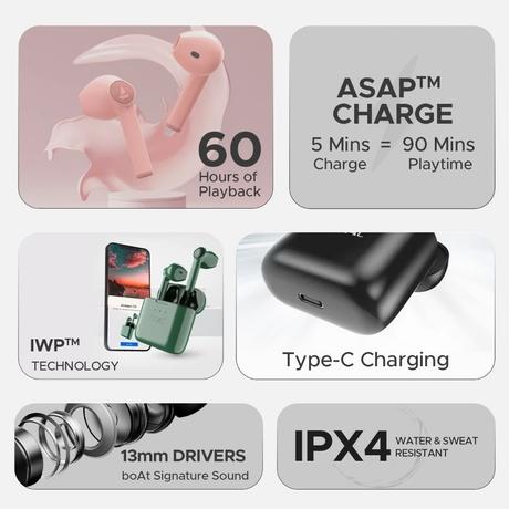 boAt Airdopes 138 with 60 HRS Playback, ASAP Charge, 13 mm Drivers & IPX4 Rating (Active Black)-2