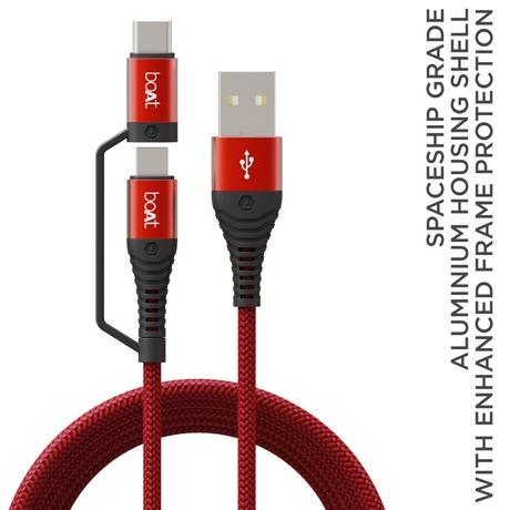 boAt Deuce USB 330 2 in 1 Cable, Martian Red-3