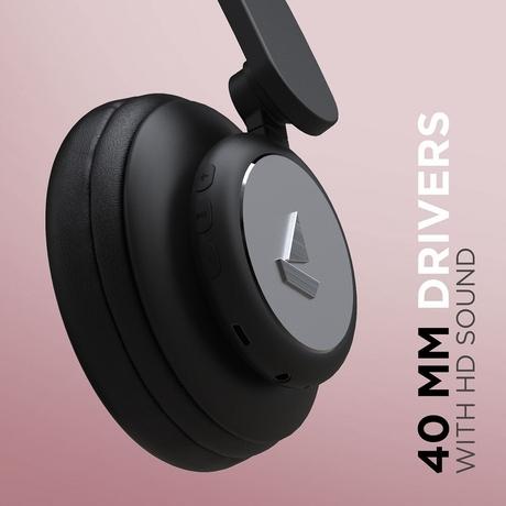 boAt Rockerz 450R On-Ear Headphones with 15 Hours Battery, 40 mm Drivers, Padded Ear Cushions, Easy Access Controls and Voice Assistant (Luscious Black)-3