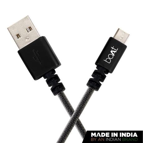 Boat 500 MKI Tangle Free Micro USB Cable, Rapid Charge 2.4 A, Premium Nylon Braiding, 150 cm (1.5 m) length, Intelligent LED Indicator, Smart Auto Disconnect Charging, 480 Mbps Data Sync Rate, Carbon Black-3