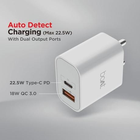 Boat WCD 22.5 Watts QCPD Travel Charger with USB Type C Cable, White-2