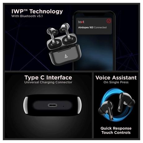 boAt Airdopes 163 True Wireless Earbuds with Up to 20 Hours Backup, Active Black-5