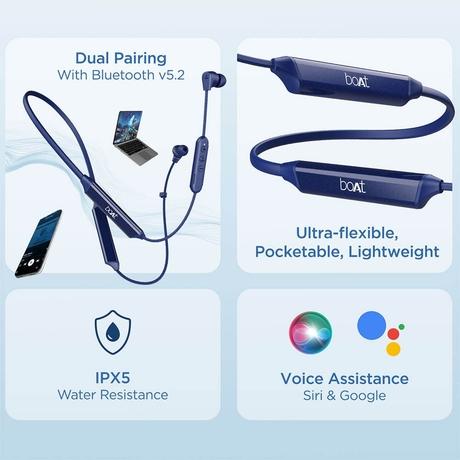 boAt Rockerz Trinity in Ear Earphones with 150 H Playtime, Crystal Bionic Sound Powered by HiFi, Signature Sound, Beast Mode, ENx Tech, ASAP Charge, IPX5, Dual Pairing (Just Blue)-6