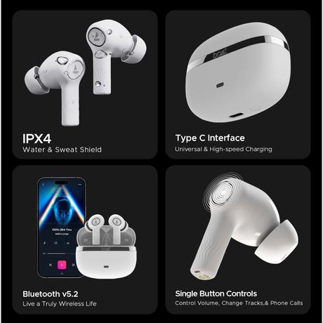 boAt Nirvana Ion True Wireless earbuds, Upto 120 Hours of playtime, ENx Technology With 4 Mics, BEAST Mode, High Precision Infrared Sensor, Bluetooth v5.2, IP4 Rating,( Ivory White, TWS)-8