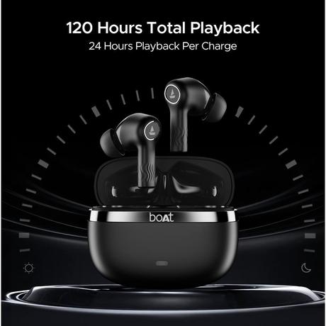 boAt Nirvana Ion Truly Wireless in-Ear Earbuds with 120 HRS Playback (24 hrs/Charge), Crystal Bionic Sound with Dual EQ Modes, Quad Mics ENx Technology, in Ear Detection (Charcoal Black)-3