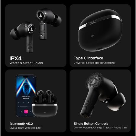 boAt Nirvana Ion Truly Wireless in-Ear Earbuds with 120 HRS Playback (24 hrs/Charge), Crystal Bionic Sound with Dual EQ Modes, Quad Mics ENx Technology, in Ear Detection (Charcoal Black)-8