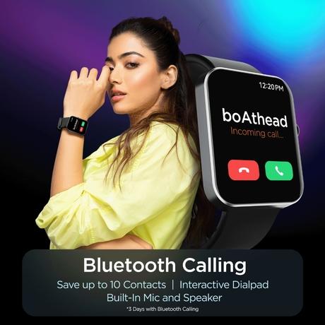 boAt Wave Flex Connect Smartwatch, 4.64 cm (1.83 inch) HD Display, Advanced Bluetooth Calling, Heart Rate & SpO2 Monitor, Call, SMS and social media notifications, Multiple Sports Modes ,IP68 Water Resistance, Active Black-3