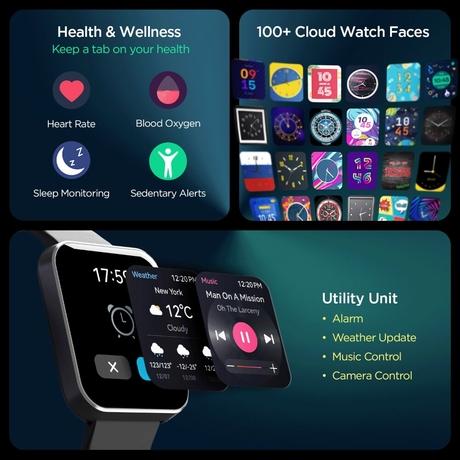 boAt Wave Flex Connect Smartwatch, 4.64 cm (1.83 inch) HD Display, Advanced Bluetooth Calling, Heart Rate & SpO2 Monitor, Call, SMS and social media notifications, Multiple Sports Modes ,IP68 Water Resistance, Active Black-6