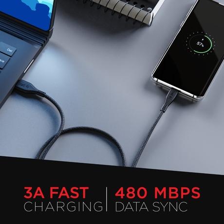 boAt Micro USB Cable 55, 150 cm (1.5 m) Length, 3A Fast Charging, 480mbps Data Transfer, Tangle Free, 10000+ Bends Lifespan, Braided Cable, Universal Compatibility with all Micro USB Devices, Black-3