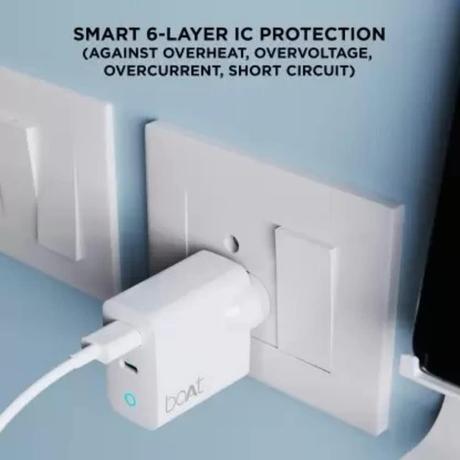 boAt QCPD 65 W Dual Port Wall Charger with 150 cm (1.5 m) Cable, White-1