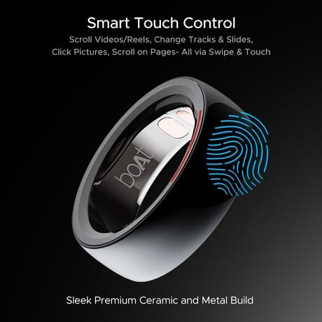 boAt Smartring Gen 1 Size 9 with Smart Touch Control(Camera, Music, Slides), Premium Build, Body Recovery Tracking, Body Temperature Tracking, Heart Rate and Sp02 Monitoring, sleep Monitoring (Charcoal Black)-2