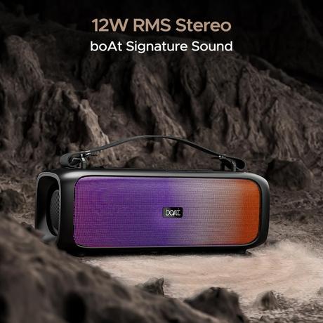 boAt Bluetooth Speaker Stone Beam, 12W RMS Stereo Sound, IPX4 Splash Resistant, TWS Feature, Multi-Connectivity, Built in mic, Upto 3 Hours of Playtime, Midnight Black-4