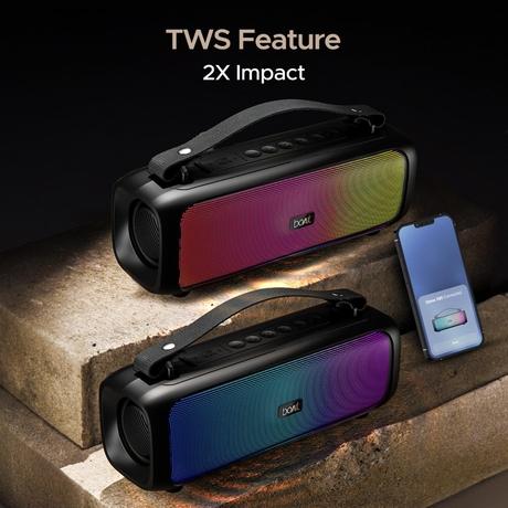 boAt Bluetooth Speaker Stone Beam, 12W RMS Stereo Sound, IPX4 Splash Resistant, TWS Feature, Multi-Connectivity, Built in mic, Upto 3 Hours of Playtime, Midnight Black-7