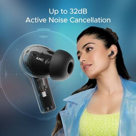 boAt Airdopes Flex 454 ANC Truly Wireless in-Ear Earbuds with Smart Features, ANC, 60 HRS Playback, Hearables App Support, Quad Mics, Multi Point Connectivity, ASAP Charge, Beast Mode (Gunmetal Black)-1