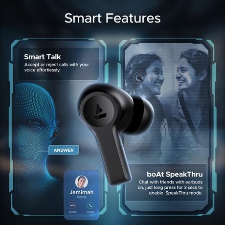 boAt Airdopes Flex 454 ANC Truly Wireless in-Ear Earbuds with Smart Features, ANC, 60 HRS Playback, Hearables App Support, Quad Mics, Multi Point Connectivity, ASAP Charge, Beast Mode (Gunmetal Black)-4