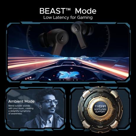 boAt Airdopes Flex 454 ANC Truly Wireless in-Ear Earbuds with Smart Features, ANC, 60 HRS Playback, Hearables App Support, Quad Mics, Multi Point Connectivity, ASAP Charge, Beast Mode (Gunmetal Black)-5