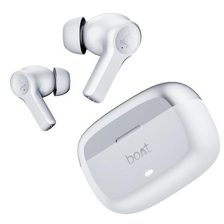 boAt Airdopes Flex 454 ANC with Active Noise Cancellation (32db), Multi Device Connectivity, In-Ear Detection, Total playtime : 60 hrs, Quad Mics with ENx Tech, ASAP Charge, 10mm Drivers : boAt Signature Sound (Zinc White)-0