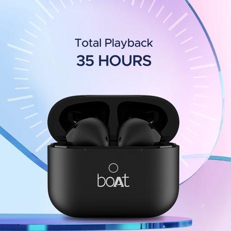 boAt Airdopes Joy in Ear Headphone TWS Earbuds with 35 Hours Playback,13mm Drivers, ENx Tech, ASAP Charge, Beast Mode (Jet Black)-1