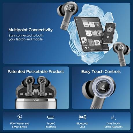 boAt Nirvana Ion ANC Truly Wireless in-Ear Earbuds with Up to 32 dB Active Noise Cancellation, 120 Hrs Playback, Crystal Bionic Sound Powered by Hifi, Beast Mode, ENx Tech, Hearables App (Crystal Black)-9