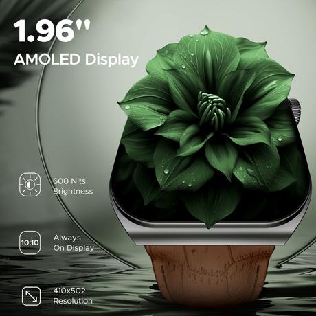 boAt Ultima Vogue Smart Watch with 4.97 cm (1.96 inch) AMOLED Curved Display, Bluetooth Calling, Functional Crown, Widget Control, Always On Display, Heart Rate & SpO2 Monitoring, IP67 Rated (Brown Leather)-1