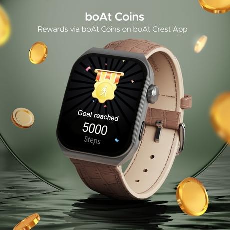 boAt Ultima Vogue Smart Watch with 4.97 cm (1.96 inch) AMOLED Curved Display, Bluetooth Calling, Functional Crown, Widget Control, Always On Display, Heart Rate & SpO2 Monitoring, IP67 Rated (Brown Leather)-5