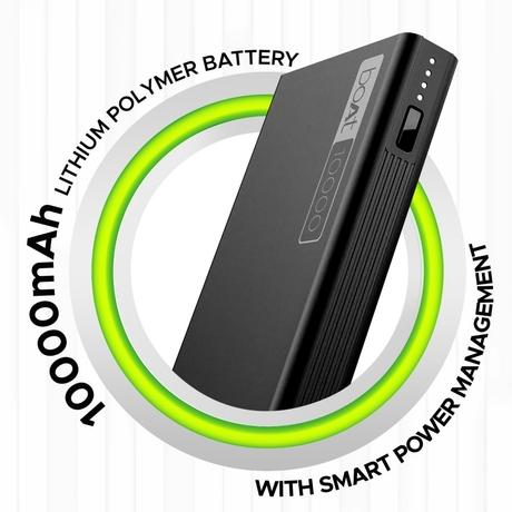 boAt EnergyShroom 10000 mAh Power Bank, 2-way 22.5 Watts Fast Charging, 12 Layer Smart IC Protection, High Temperature and Scratch Resistant, LED Indicators, Carbon Black-1