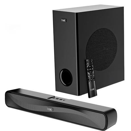 boAt Aavante Bar A1040 with 50 W RMS boAt Signature Sound, 2.1 Channel Audio with Wired Subwoofer, Multi connectivity : Bluetooth v5.3, AUX, USB & HDMI and Master Remote Control (Premium Black)-0