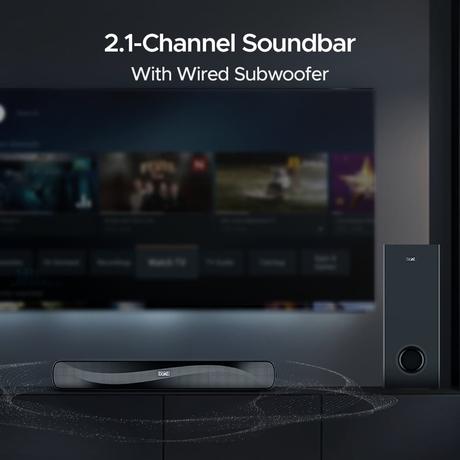 boAt Aavante Bar A1040 with 50 W RMS boAt Signature Sound, 2.1 Channel Audio with Wired Subwoofer, Multi connectivity : Bluetooth v5.3, AUX, USB & HDMI and Master Remote Control (Premium Black)-2