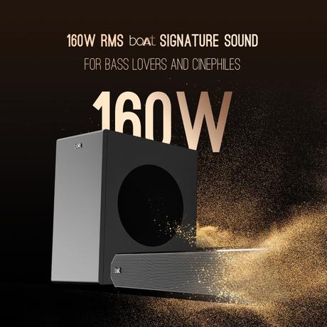boAt Aavante Bar A2060 Dolby Soundbar with 160 Watts RMS boAt Signature Sound, 2.1 Channel Audio with Wired Subwoofer, Dolby Audio, Multi Connectivity : Bluetooth v5.3, AUX, USB & HDMI and Master Remote Control (Premium Black)-1