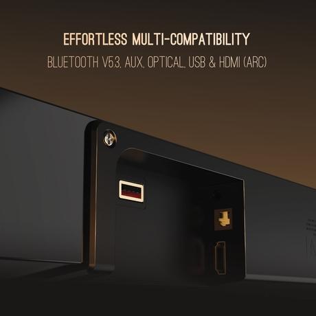 boAt Aavante Bar A2060 Dolby Soundbar with 160 Watts RMS boAt Signature Sound, 2.1 Channel Audio with Wired Subwoofer, Dolby Audio, Multi Connectivity : Bluetooth v5.3, AUX, USB & HDMI and Master Remote Control (Premium Black)-4