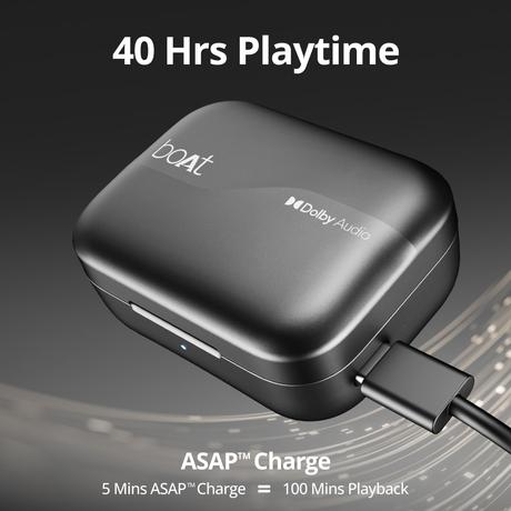 boAt Airdopes 800 TWS Earbuds with 40 Hours Playtime, Quad Mics with Ai-ENx Tech, ASAP Charge, Beast Mode, Surround Sound, Seamless Multipoint Connectivity, 10 mm Titanium Drivers, IPX5 (Interstellar Black)-5