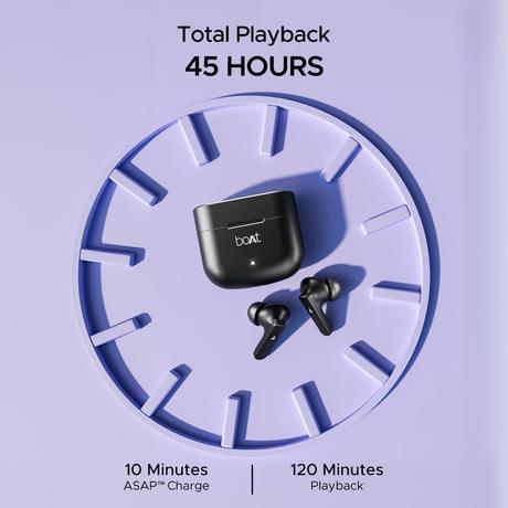 boAt Airdopes 91 Truly Wireless in-Ear Earbuds with 45 hrs Playtime, Beast Mode with 50 ms Low Latency, Dual Mics with ENx, ASAP Charge, IWP Tech, IPX4 & Bluetooth v5.3 (Active Black)-2