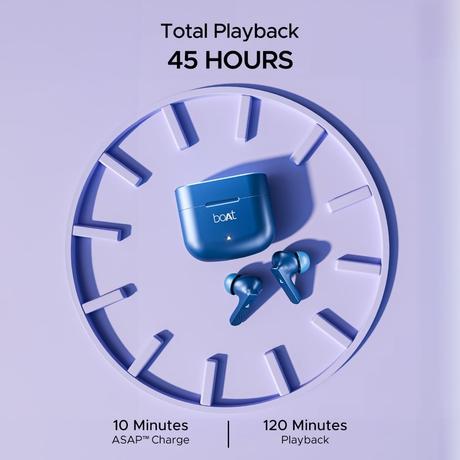 boAt Airdopes 91 Truly Wireless in-Ear Earbuds with 45 hrs Playtime, Beast Mode with 50 ms Low Latency, Dual Mics with ENx, ASAP Charge, IWP Tech, IPX4 & Bluetooth v5.3 (Starry Blue)-2