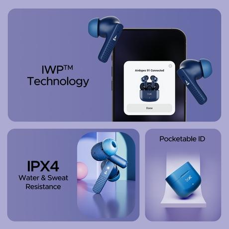 boAt Airdopes 91 Truly Wireless in-Ear Earbuds with 45 hrs Playtime, Beast Mode with 50 ms Low Latency, Dual Mics with ENx, ASAP Charge, IWP Tech, IPX4 & Bluetooth v5.3 (Starry Blue)-6