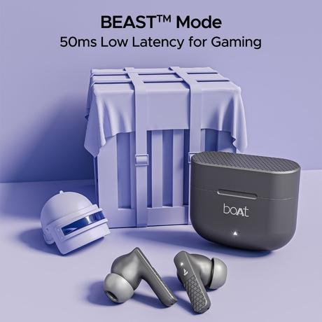 boAt Airdopes 91 Truly Wireless in-Ear Earbuds with 45 hrs Playtime, Beast Mode with 50 ms Low Latency, Dual Mics with ENx, ASAP Charge, IWP Tech, IPX4 & Bluetooth v5.3 (Mist Grey)-3