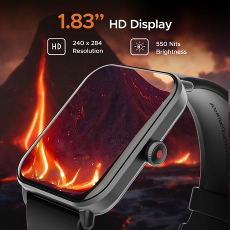 boAt Wave Fury Smartwatch with 4.64 cm (1.83 inch) HD Display, Advanced Bluetooth Calling, Functional Crown, 50+ Sports mode, IP67 Dust, Sweat & Splash Resistant (Active Black)-1