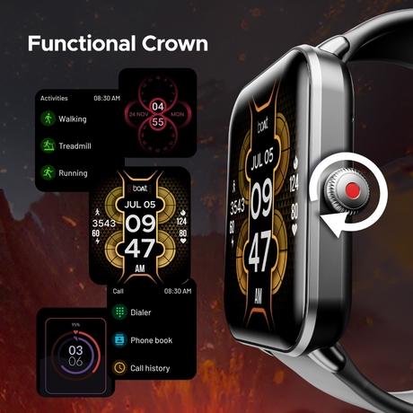 boAt Wave Fury Smartwatch with 4.64 cm (1.83 inch) HD Display, Advanced Bluetooth Calling, Functional Crown, 50+ Sports mode, IP67 Dust, Sweat & Splash Resistant (Active Black)-4