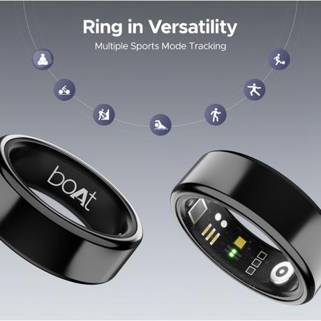 boAt Smartring Active with Lightweight and Stainless Steel Design, Activity Tracking, HR, SpO2, Sleep & Stress Monitoring, Sports Modes, 5ATM Resistance, Camera Control, boAt Coins (Midnight Black, Size:9)-12