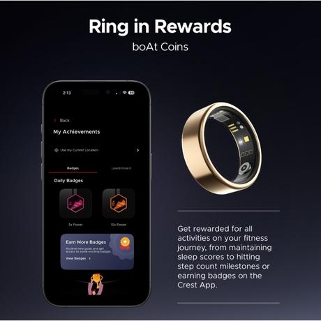 boAt Smartring Active with Lightweight and Stainless Steel Design, Activity Tracking, HR, SpO2, Sleep & Stress Monitoring, Sports Modes, 5ATM Resistance, Camera Control, boAt Coins (Rose Gold, Size:9)-9
