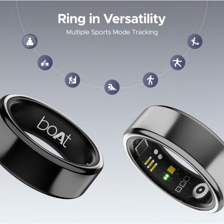 boAt Smartring Active with Lightweight and Stainless Steel Design, Activity Tracking, HR, SpO2, Sleep & Stress Monitoring, Sports Modes, 5ATM Resistance, Camera Control, boAt Coins (Radiant Silver, Size:12)-10